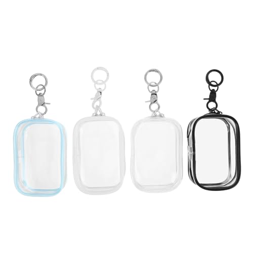 HANABASS 4 Stück Transparente PVC Sammelbox mit Reißverschluss und Abnehmbarem Schlüsselanhänger Tragbare Aufbewahrungstasche für Puppen Kuscheltiere und Kosmetik Kompakt und Stabil für von HANABASS