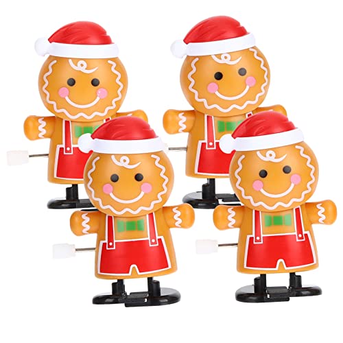 HANABASS 4 Stück Uhrwerk-Keksmännchen- Lebkuchen Party klein aufgeben Wind für kinderspielzeug Lustiges Weihnachts-Cartoon- Plastik von HANABASS