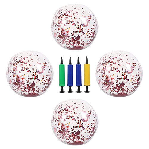 HANABASS 4 Stück aufblasbarer Wasserball Spiele am Strand Schwimmbad Riese Konfetti Strandbälle Masse Strandbälle für Klare Strandbälle glitzernder Wasserball PVC Rosa HANABASS 4 Stück aufblasbarer Wasserball Spiele am Strand Schwimmbad Riese Konfetti Strandbälle Masse Strandbälle für Klare Strandbälle glitzernder Wasserball PVC Rosa von HANABASS