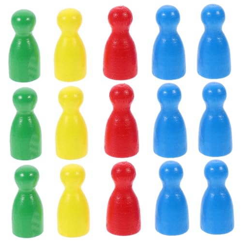 HANABASS 40 Stück Teiliges Holz Schachfiguren Bunte Spielfiguren in Rot Gelb Blau Grün Kompakt und Leicht Pädagogisches zur Logischen Denkens als Ersatz für Brettspiel Zubehör von HANABASS