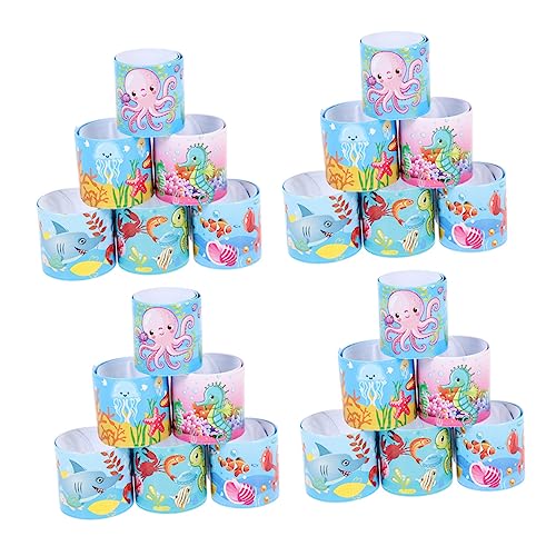 HANABASS 40 Stück Unterwasser Biologische Armbänder Mädchen Hai Party Thema Geburtstagsgeschenke Für Meerestier Kleinkindergeschenke Wiederverwendbare Armbänder Slap von HANABASS