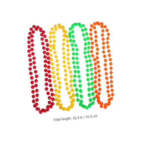 HANABASS 48 . Teiliges Neon Perlenkette für Damen Fluoreszierende Party Accessoires in Orange Grün Gelb und Robuste Kunststoffkette für Tanz Disco und Glow Feiern von HANABASS