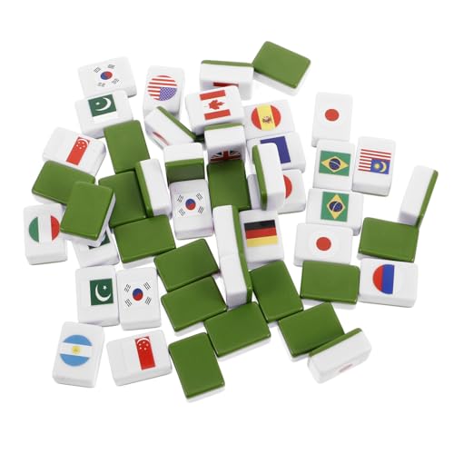 HANABASS 48 Stück Teiliges Mahjong spielset Nationalflaggen Design Vielseitiges Fliesenspiel für Anfänger und Profis Familienparty Picknick Spielspaß Zuhause und Unterwegs von HANABASS