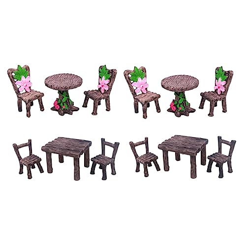 HANABASS 4Sätze Teiliges Harz Tisch und Stuhl für Mikrolandschaften Hochwertige Deko für Bonsai und Garten als für Freunde und Familie von HANABASS
