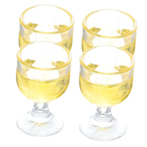 HANABASS 4Stücke Mini Weingläser für Puppenhaus Drinkware Realistisches Design aus Harz für Kreative Rollenspiele Kompakt und Pflegeleicht Perfektes von HANABASS