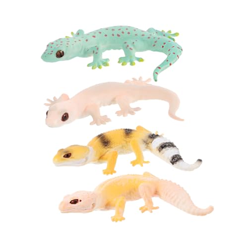 HANABASS 4Stücke Miniatur Gecko Modelle Realistische Tierfiguren für Lernspielzeug Kreativität und Intelligenz für Garten und Partydekoration von HANABASS