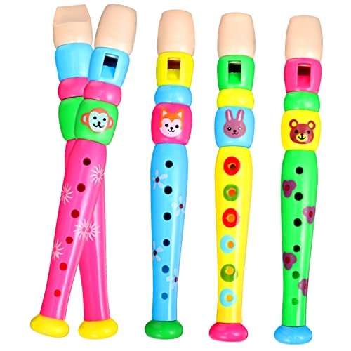 HANABASS 4Stücke Plastikflöten Für Musikinstrumente Zur Frühen Musikalischen Bildung Einfache Handhabung Und Musikkurse Farbenfrohes Design Mit Tiermotiven von HANABASS