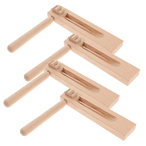 HANABASS 4Stücke TLG Holz Ratsche für Geräuschmacher Musikinstrument Kreativität für Kleine Musiker aus Hochwertigem Holz Gefertigt Sicher von HANABASS