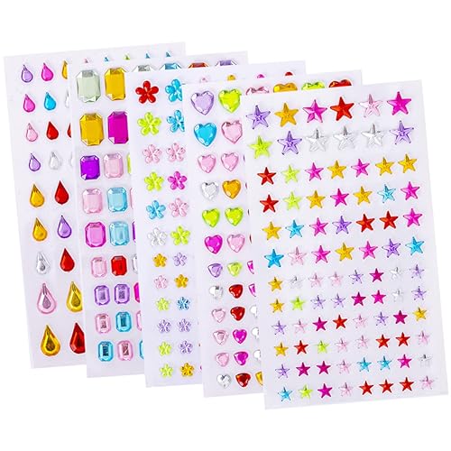 HANABASS 5 Blätter Kristall-Diamant-Aufkleber Kartenaufkleber Selbstklebende Kristallaufkleber Diamantaufkleber Für DIY Scrapbooking-kristallaufkleber Dekorative Aufkleber Colorful Acryl von HANABASS