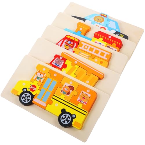 HANABASS 5 Sätze Holzpuzzle für Teiliges mit Feuerwehr Bagger Bus Zug und Polizeiauto Lernspielzeug Hand Augen Koordination und Kognitiven Fähigkeiten HANABASS 5 Sätze Holzpuzzle für Teiliges mit Feuerwehr Bagger Bus Zug und Polizeiauto Lernspielzeug Hand Augen Koordination und Kognitiven Fähigkeiten von HANABASS