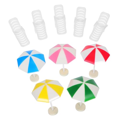 HANABASS 5 Sätze Miniatur Strandstuhl mit Sonnenschirm Robuste Miniatur Deko für Puppenhaus Vielseitige Sommer Gartenaccessoires für Kreative Bastel und Spielideen von HANABASS