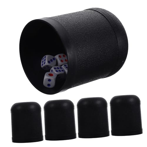 HANABASS 5 Sätze Würfelbecher klein Tasse Würfelstreuer mit Deckel Cocktail Party kunststoffbecher plastikgläser plastikbecher Shaker aus Kunststoff Würfelspiel Tasse Black von HANABASS