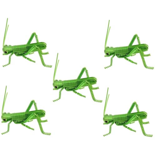 HANABASS 5 Stück Aluminiumdraht -Insekten -Ornamente Figur realistisch Heuschrecken Erkennungsmodell Kognitiver Modell gefälscht Skulptur Kleine Statue Green von HANABASS