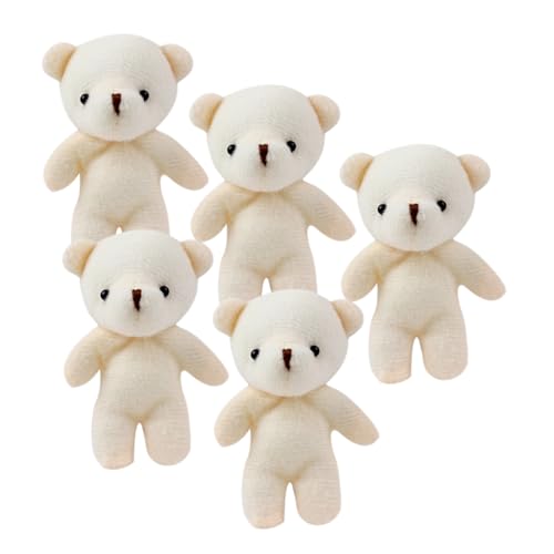 HANABASS 5 Stück Bärenanhänger Kleine Bären Aufhängen Cartoon-bär Bärenverzierung Kleine Bärenpuppen Multifunktionale Bärenfiguren Ausgestopfte Bärenpuppe Stoff Beige von HANABASS