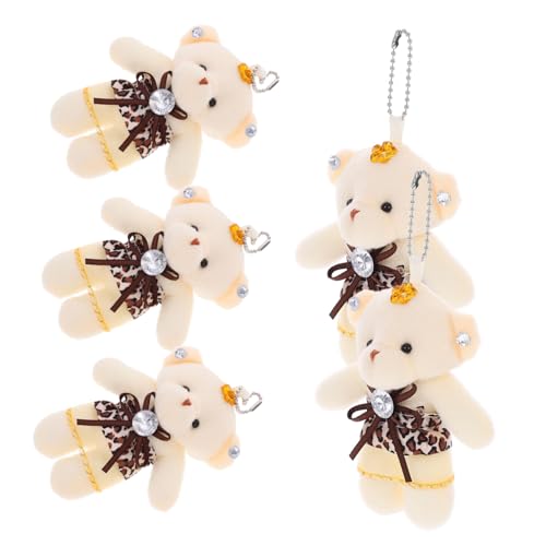 HANABASS 5 Stück Hochzeitsbär Blumenstrauß Schlüsselanhänger Anhänger Winziges Bären Kleine Bären Mini Bärenfiguren Mini Bären Winzige Bärenpuppen Winziges Bären von HANABASS