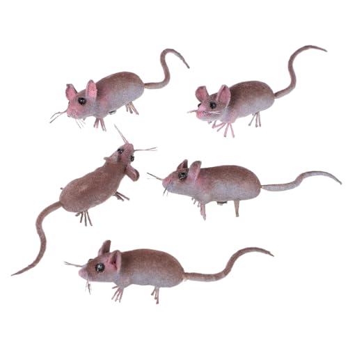 HANABASS 5 Stück Insektenmausmodell Realistische Gefälschte Streich Mäusefiguren Simulationsspielzeug Rattenfalle Realistische Ratte Streich Gefälschte Mini Eisendraht von HANABASS