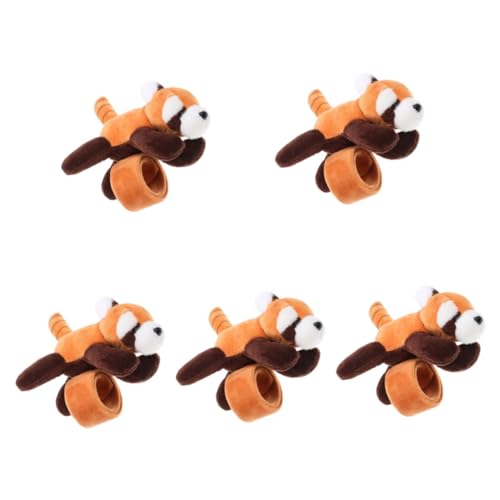 HANABASS 5 Stück Kuscheliges Little Raccoon Schnapparmband aus Plüsch Cartoon Armband für Party Mitgebsel Sicher für Kinderhandgelenk Niedliches Tier Design Festival Accessoire von HANABASS