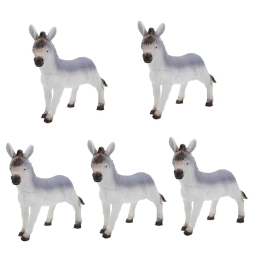 HANABASS 5 Stück Lifelike Donkey Toy Figurine für Weiches Sicheres Material Realistische Bauernhoftiere Modell Pädagogisches für Kleinkinder und Sammler von HANABASS
