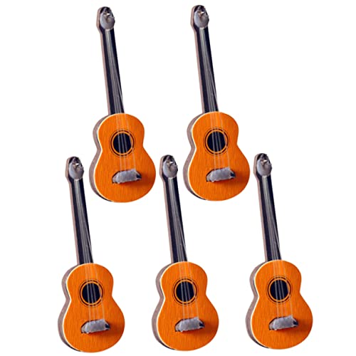 HANABASS 5 Stück Mini-Gitarrenmodell Puppenhaus-Minigitarre Puppenhauszubehör Gitarren-Desktop-Ornament Miniatur Mikrolandschaftsdekoration musikalisches Vorbild Mini - Kunststoff von HANABASS