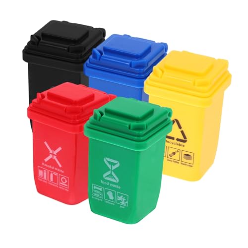 HANABASS 5 Stück Mini-Mülleimer Puppenhaus-Abfallbehälter Mini -Mülldose mit Miniatur-Mülltonne Party kleine mülltonnen Schreibtisch mülleimer Plastik von HANABASS