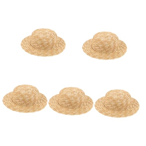 HANABASS 5 Stück Mini Strohhut für Puppen Innendurchmesser Handgefertigter Runder DIY Hut Dekoratives Foto Accessoire Vielseitig Einsetzbar für Puppen und Miniaturhäuser von HANABASS