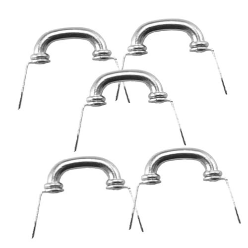 HANABASS 5 Stück Mini-Türgriff Zubehör für Puppenhäuser Knöpfe klein handhaben Puppenhausbedarf Miniatur-Hausgriffe Mini-Schubladengriff Aluminiumlegierung Silver von HANABASS