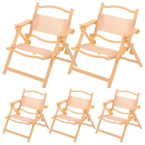 HANABASS 5 Stück Miniatur Holzstuhl Klappstuhl Mini Möbelmodell Mini Puppenhausmöbel Winzige Möbel Miniaturen Puppenhausmöbelzubehör Strandstuhl Aus Kunststoff von HANABASS