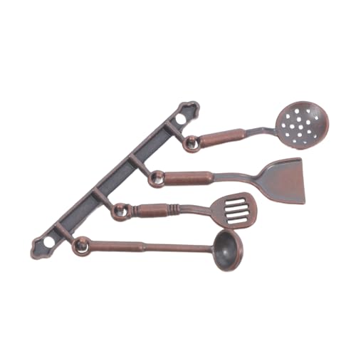 HANABASS 5 Stück Puppenhaus Küchenzubehör Metall Miniatur Küchenutensilien Kaffee Farbton für Puppenmöbel Sammler und Miniaturhaus Dekoration von HANABASS