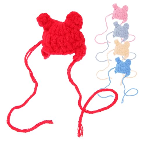 HANABASS 5 Stück Puppenhaus Modell Bastel Mini Mützen Mini Weihnachtsstrickmütze Miniatur Puppen Kleines Party Zubehör Rosa Mini Mützen Zum Basteln Strickmützen Zum Basteln Mütze Für von HANABASS