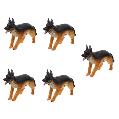 HANABASS 5 Stück Realistisches Deutscher Schäferhund Modell Weiches Gefülltes Kunstwelpen Ornament Detailgetreue Hundefigur für Garten Schreibtisch und Wohnraumdeko von HANABASS
