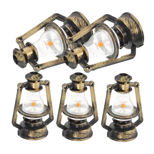 HANABASS 5 Stück Retro Petroleumlampe Miniatur Dinge Für Puppenhaus Mini Puppenhaus Zubehör Mini Petroleumlampe Miniatur Puppenhaus Landschaftslampe Retro Puppenhaus Landschaftslampe von HANABASS