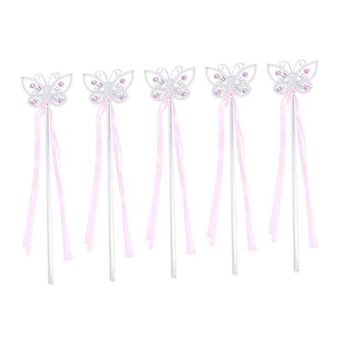 HANABASS 5 Stück Schmetterling Zauberstäbe Leichte Sichere Cosplay Requisiten Pinke Feenstäbe für Geburtstagsfeiern und Partydekoration HANABASS 5 Stück Schmetterling Zauberstäbe Leichte Sichere Cosplay Requisiten Pinke Feenstäbe für Geburtstagsfeiern und Partydekoration von HANABASS