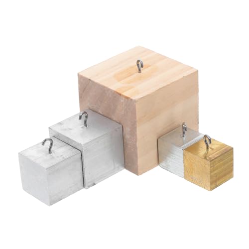 HANABASS 5 Stück Teiliges Dichtewürfel Set aus Aluminium Kupfer Holz mit Haken für Physikunterricht und Wissenschaftliche Experimente Langlebig und Vielseitig für Bildungsdemonstrationen von HANABASS