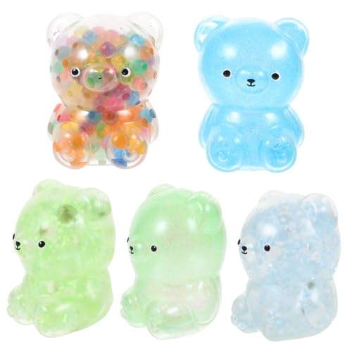 HANABASS 5 Stück Teiliges Elastisches Cartoon Bär Tragbares und Verschleißfestes Antistress Handspielzeug für Erwachsene Waschbar und Langlebig zur Angstlinderung von HANABASS
