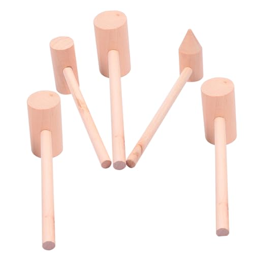 HANABASS 5 Stück Teiliges Holzhammer Hammer aus Robustem Hartholz Leichtes Design für Hand Auge Koordination Sicher und Langlebig für Ab Jahren von HANABASS