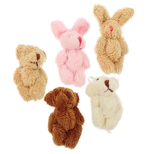 HANABASS 5 Stück Teiliges Miniatur Plüschtiere Puppenhaus Zubehör mit und Hase Detailgetreue Miniaturfiguren Weiche Stofftiere für Kinderzimmer Dekoration und Sammler von HANABASS