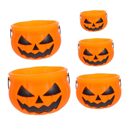 HANABASS 5 Stück Teiliges Set Halloween Kürbis Eimer Tragbarer Kunststoff Süßigkeiten Halter für Halloween Dekoration für Sammeln von Bonbons und Accessoires HANABASS 5 Stück Teiliges Set Halloween Kürbis Eimer Tragbarer Kunststoff Süßigkeiten Halter für Halloween Dekoration für Sammeln von Bonbons und Accessoires von HANABASS