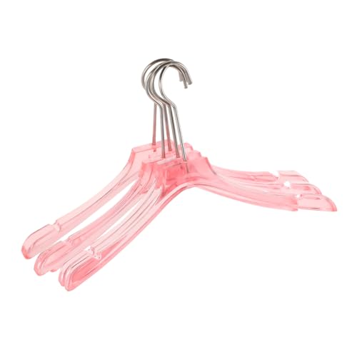 HANABASS 5 Stück Zubehör für Puppenhäuser Mini hoch Kind Puppenkleidung und Accessoires Unterstützung klein Puppenkleiderschrank Puppenhausmöbel Babypuppenbügel Metall Rosa von HANABASS