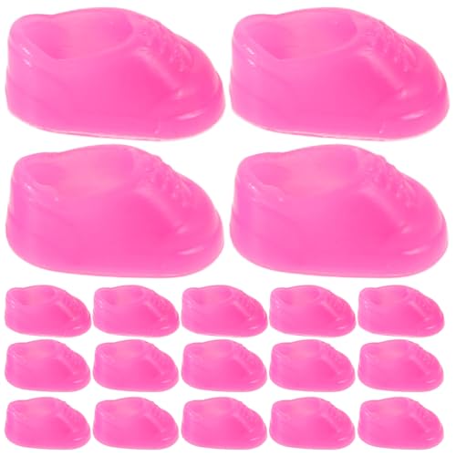 HANABASS 50 Paare Kleine gelbe Entenspielzeug Schuhe für Mädchen Miniatur unfertige Schuhe Hausschuhe-Zubehör Babydoll-Schuhe Mini-Schuhe selber Machen Mini-Sachen Füße Puppen Plastik Rosig von HANABASS