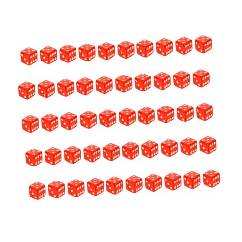 HANABASS 50 Stück Acryl Würfel mit Atom Symbol Roter Spielwürfel für Gesellschaftsspiele Partys Familienspiele und Kreative DIY Spielzubehör von HANABASS