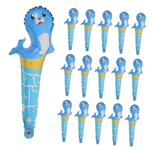 HANABASS 50 Stück Halten Einen Ballon Aufblasbare Geburtstagsstäbe Blaue Aufblasbare Ballons Tiere Dschungelballons Wildtierschlüssel Cartoon Nummer Dschungeltierballon Zoo Ente von HANABASS