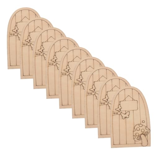 HANABASS 50 Stück Märchengeschichte Kit Miniatur-türverzierung Puppenhauszubehör Puppenhaus Feentür Miniaturtür Selber Machen Miniatur-gnomentür Fee Gnom Tür Feengarten DIY Beige Holz von HANABASS