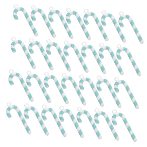 HANABASS 50 Stück Mini Candy Cane Ornamente Grün Gestreift Stabile DIY Bastelanhänger für Weihnachtsdeko Kleine Dekorative Zuckerstangen für Party Bastelzubehör von HANABASS