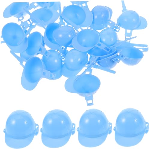 HANABASS 50 Stück Mini Helm Schutzhelm Partyhüte Für Mini Sicherheitskappe Mini Puppenhelme Puppenzubehör Mini Bauhelm Miniatur Bauhelm Zubehör Himmelblauer Kunststoff von HANABASS