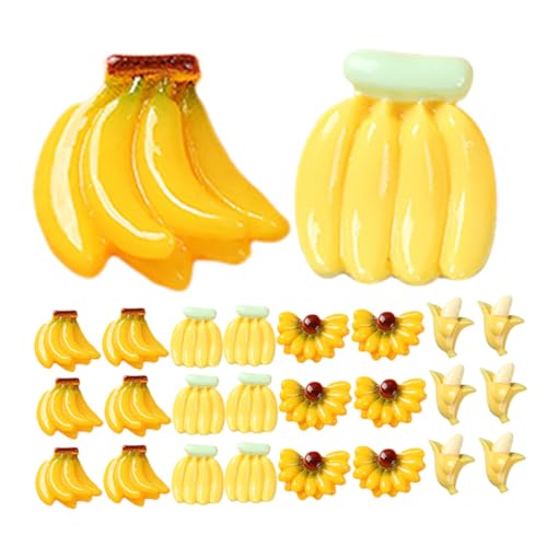 HANABASS 50 Stück Mini Künstliche Bananen Realistische Dekoration für Bastelprojekte Puppenhäuser und Event Dekoration Gelb für Kreative Displays und Arrangements von HANABASS