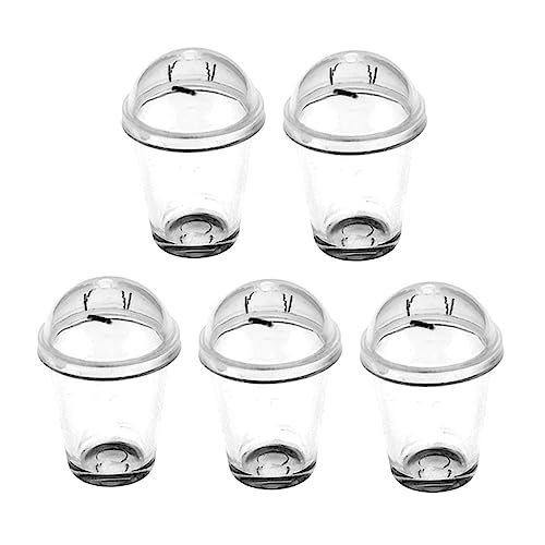 HANABASS 5 Stück Miniatur Kaffeetassen aus Dekorative Kleiner Haus Milch Tee mit Deckel für Puppenhaus und Foto Requisiten von HANABASS