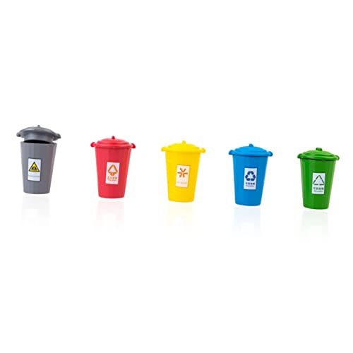 HANABASS 5 Stück Miniatur Mülleimer für Puppenhaus Sandtisch Kleiner Abfalleimer für Selbstgemacht Dekoration Realistische Kleiner Mülleimerfiguren von HANABASS