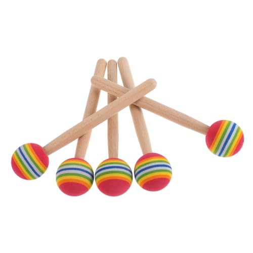 HANABASS 5Stücke Regenbogen Trommelstöcke für Lollipop aus Holz für Percussion Musikinstrumente und Kreative Musikaktivitäten Fördern Koordination von HANABASS