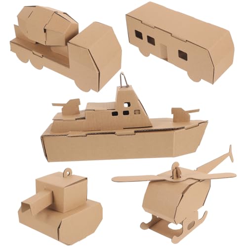 HANABASS 5stücke Auto Hubschrauber Papier Puzzle Spielzeug DIY Papier Modell Montage Spielzeug Dekorative Tisch Lernspielzeug Aus Puzzlespielzeug von HANABASS