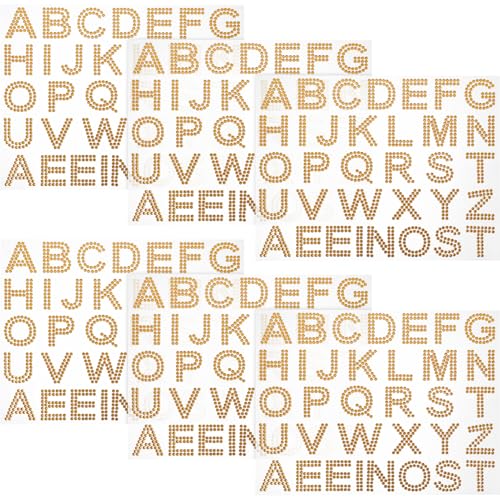 HANABASS 6 Blätter Glitzer Rhinestone Aufkleber Selbstklebende Buchstabensticker für DIY Projekte Glänzende Dekoration für Tassen Kleidung und Bastelarbeiten von HANABASS